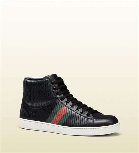 gucci trainers black high tops|black gucci high top men's.